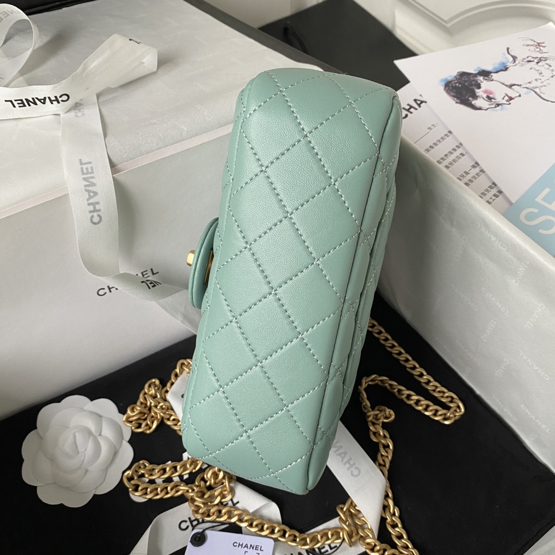 Small Classic Flap Lambskin Bag AS4041 Aqua Green